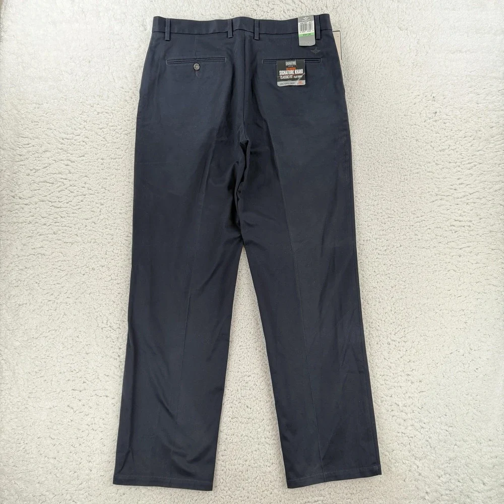 Dockers Signature Khaki Pants Mens 34x34 Navy Blue Classic Fit 408510007